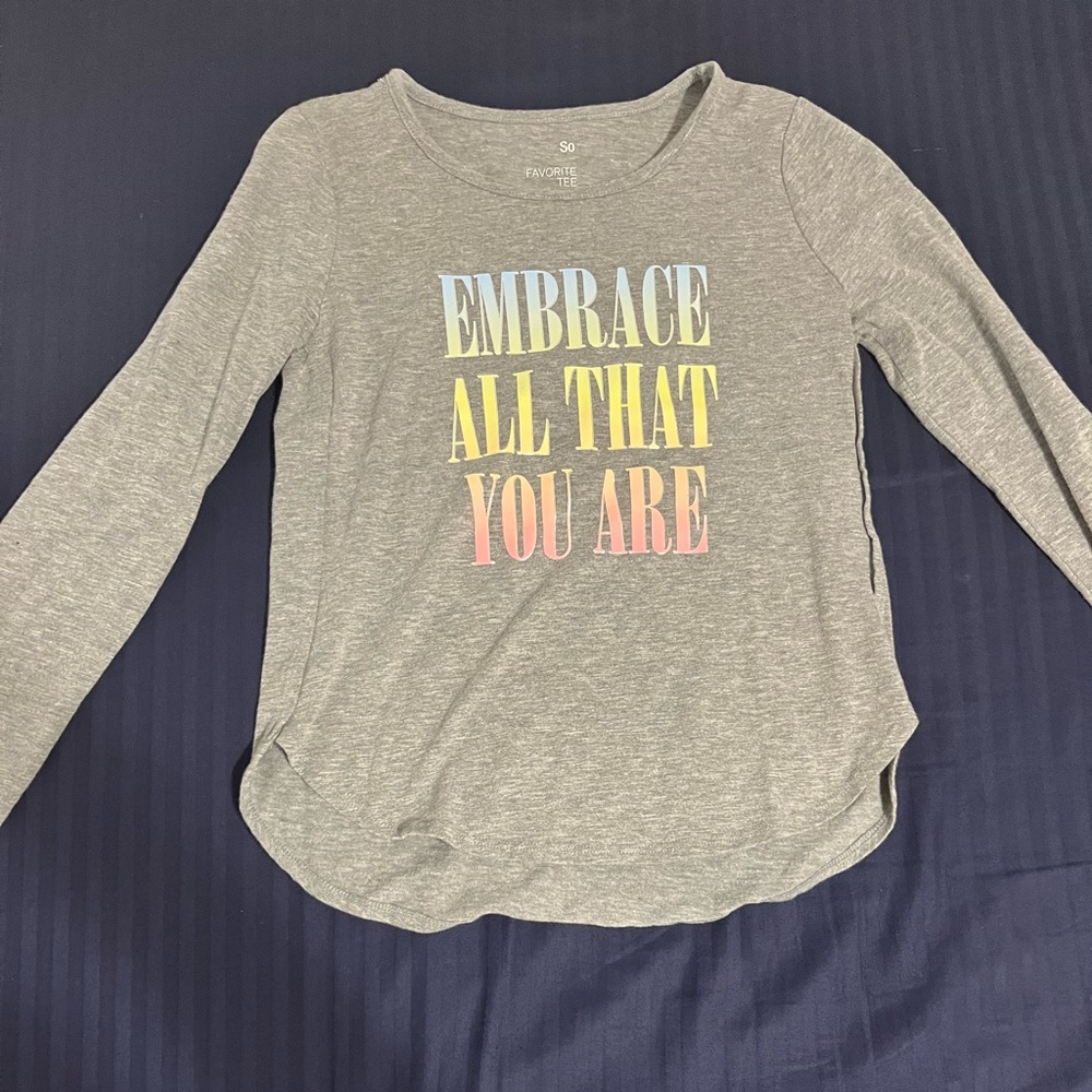 SO gray long sleeve t-shirt size 10-12
